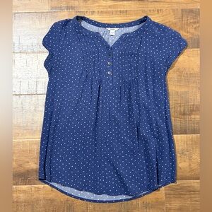 Women's Blue 3 Button Blouse